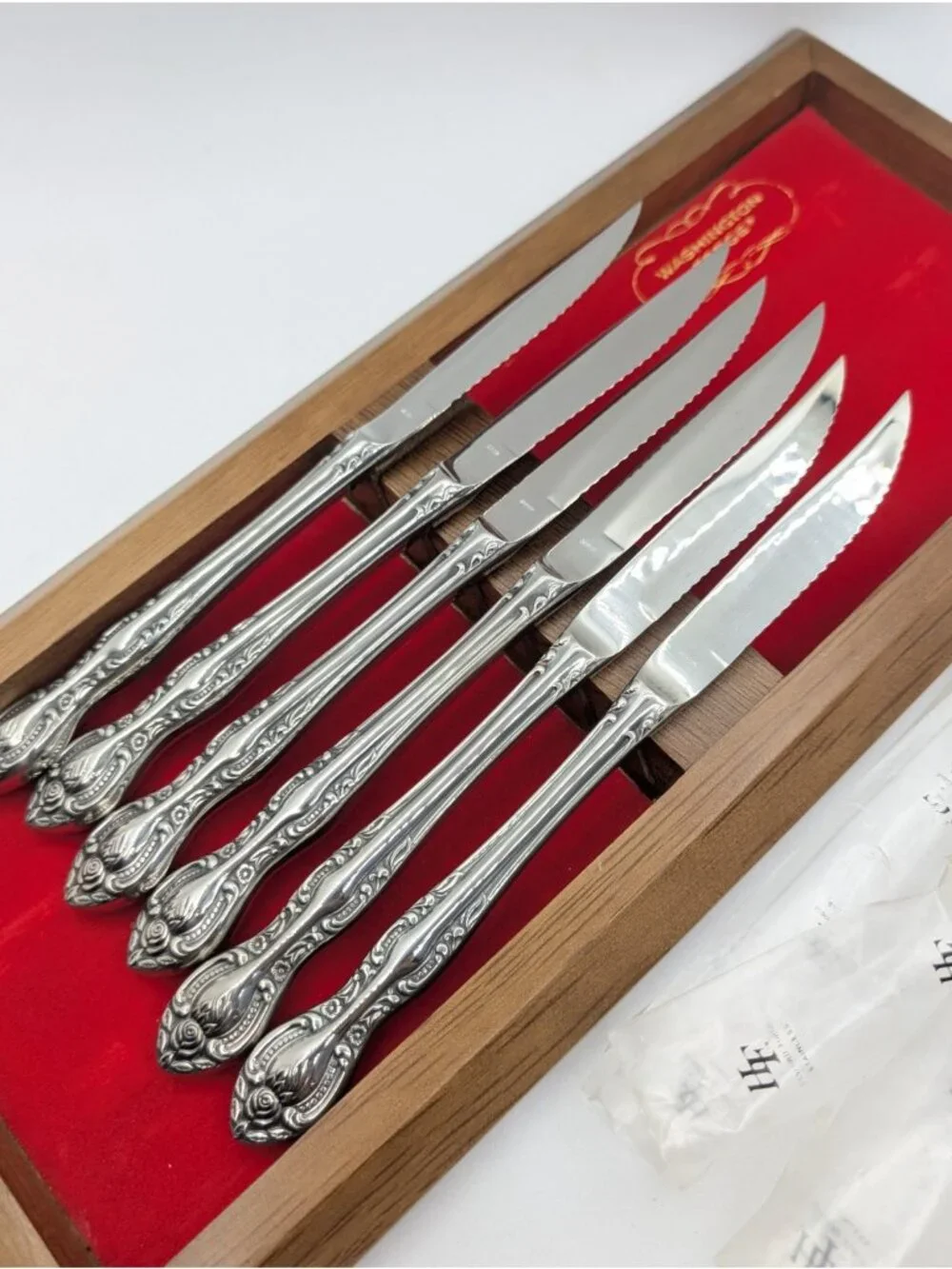 Set 6 Washington Forge Charleston Knives steak Japan Stainless Flatware w/box